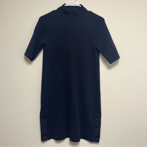 Ann Taylor navy blue turtleneck short sleeve‎ knit dress with buttons size XS
